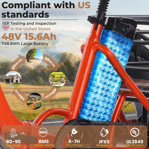 Miniatura 4 de Electric Tricycle for Adults 750W(Peak 1350W) 48V15.6Ah Etrike 20"x4" Fat Tire Electric Trike 3-Wheel Aluminum Alloy Folding Electric Tricycle Max