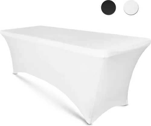 Miniatura 8 de Luxury Collection - Mantel rectangular de lino de elastano de 6 pies, funda ajustable para mesa plegable de 6 pies, ropa de cama de boda, paños