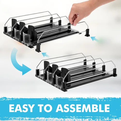 Miniatura 7 de Dispensador de bebidas para refrigerador, organizador de latas de soda autoempujable para refrigerador, 3 filas han sido montadas, organizador