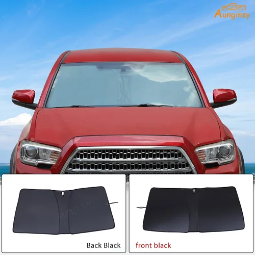 Miniatura 5 de Aunginsy Parasol para parabrisas delantero compatible con Toyota Tacoma 2006-2026, parasol plegable reflectante para rayos UV y protección solar