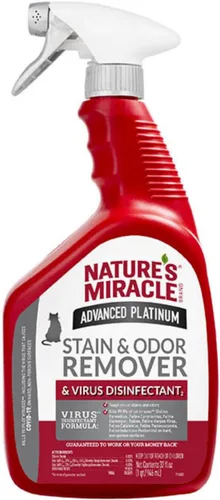 Nature's Miracle Advanced Platinum - Removedor de manchas y olores y desinfectante de virus, 32 onzas, elimina los desastres difíciles de los perros