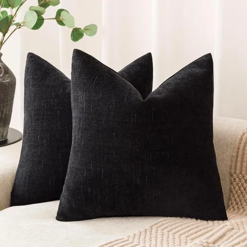 Foindtower - Paquete de 2 fundas de almohada decorativas, cuadradas, unicolor, suaves, cómodas, lumbares, estilo rústico neutro, para sofá, sillón,