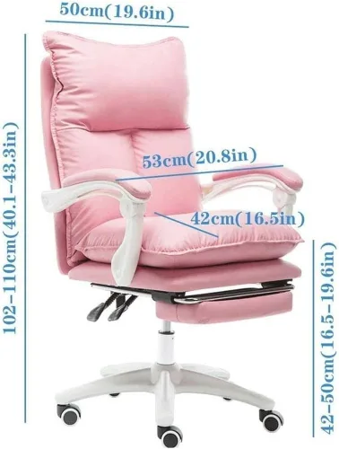 Miniatura 3 de Silla de oficina ergonómica de cuero ejecutiva grande y alta con base de respaldo alto, reposabrazos reposapiés oculto y sillas giratorias para Beige