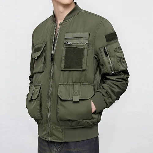 Miniatura 2 de Chaqueta bomber acolchada para hombre, chaqueta militar de vuelo para hombre, chaquetas casuales de otoño, ropa de abrigo ligera de invierno