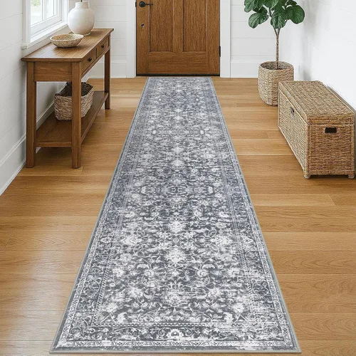 Miniatura 41 de KILOCOCO Alfombra lavable de 2 x 3 para entrada, estampado floral vintage, suave, antideslizante, azul, alfombras de cocina, tapete