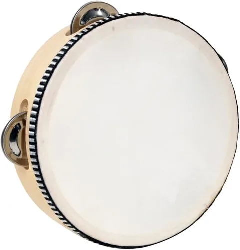 Tambor de pandereta de mano, tambor de mano de 8 pulgadas, jingles de metal de abedul, regalo de percusión, instrumento educativo musical, fiesta de