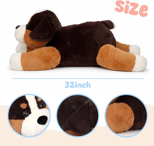 Miniatura 3 de Perro de montaña bernés grande de 32 pulgadas, juguete gigante de felpa suave y esponjoso, regalos de fiesta de cumpleaños para niños y niñas