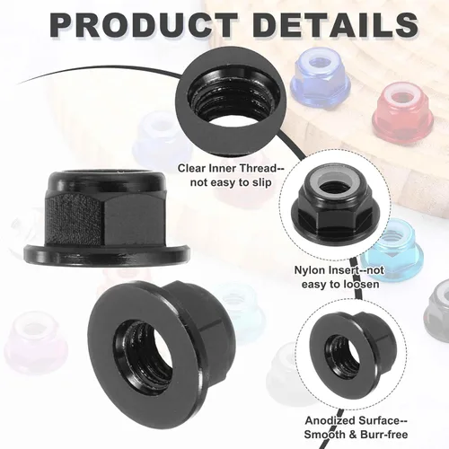 Miniatura 3 de MECCANIXITY 30 piezas de tuercas de bloqueo de aleación de aluminio M3 con paso de 0.5 mm, tuercas hexagonales con brida de nylon con rosca serrada
