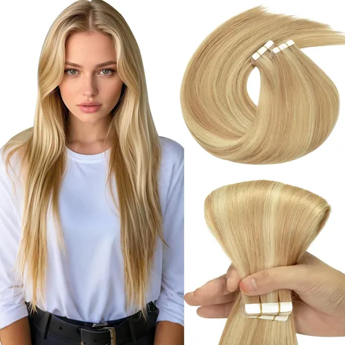 Miniatura 32 de Loxxy Extensiones adhesivas de cabello humano de 12 pulgadas, extensiones de cabello humano real color negro azabache, con cinta adhesiva de trama