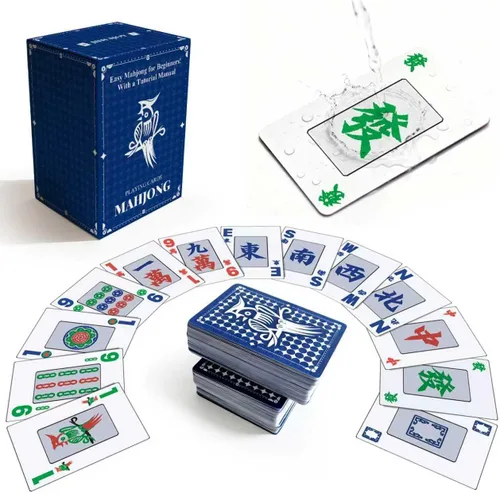Miniatura 7 de 166 cartas Mahjong - Material de PVC impermeable y antideslizante, fuente grande para una fácil lectura, duradero y portátil, ideal