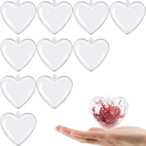 Miniatura 9 de Jishi Paquete de 10 adornos de Navidad de plástico transparente para manualidades, bolas de adornos de Navidad DIY rellenables de 2.36 pulgadas