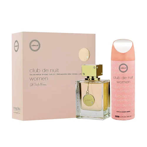 Set de 2 piezas Armaf Club De Nuit para mujer, (spray de 3.4 onzas de Eau De Parfum + aerosol corporal de perfume de 6.8 onzas)