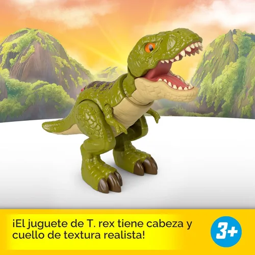 Miniatura 2 de Fisher-Price Imaginext Figura de acción de dinosaurio del mundo jurásico con movimiento activado por niños, juguete de Tiranosaurio Rex de 20 cm