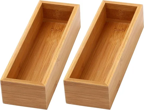 Miniatura 9 de YBM HOME Caja organizadora de cajones de bambú para cajón de cocina, oficina, dormitorio, habitación de los niños, manualidades, costura y baño