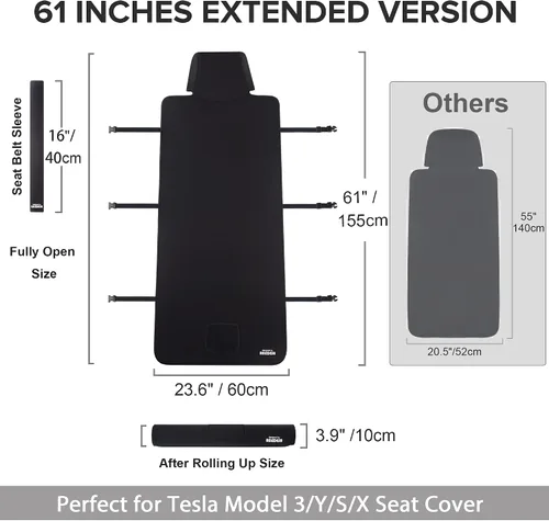 Miniatura 6 de Fundas de asiento para Tesla Model Y, protector de asiento delantero de automóvil de neopreno impermeable ampliado mejorado para Tesla Model 3 S X