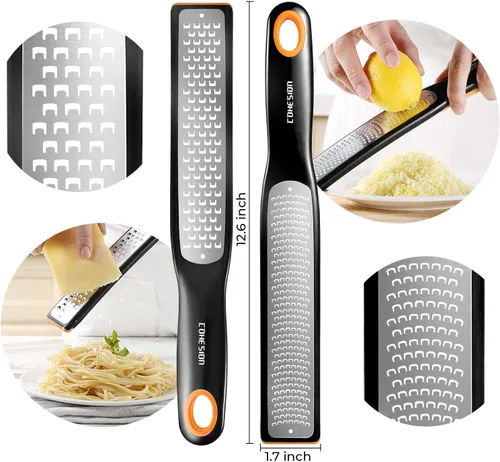 Miniatura 9 de Cohesion Juego de 2 Microrralladores y Ralladores Grabados - Herramienta de Cocina para Limón, Queso, Ajo, Jengibre, Nuez Moscada, Chocolate