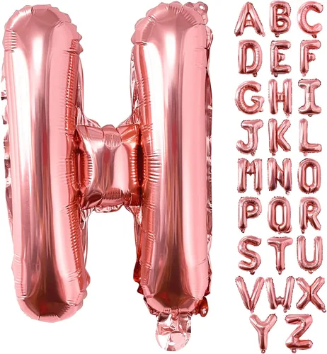 Lovoir Globos grandes de 40 pulgadas de oro rosa con la letra H de gran tamaño, globo de helio de aluminio de Mylar para decoración de fiesta de