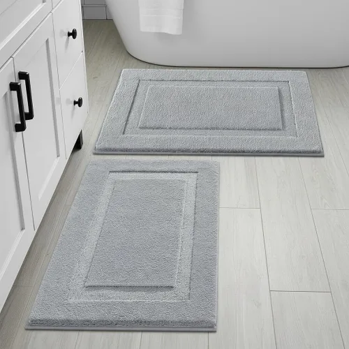 Miniatura 17 de SHACOS Juego de alfombras pequeñas de baño de 2 piezas con tapetes de baño en forma de U, tapetes de inodoro de 16x24 + 20x24 pulgadas, tapetes