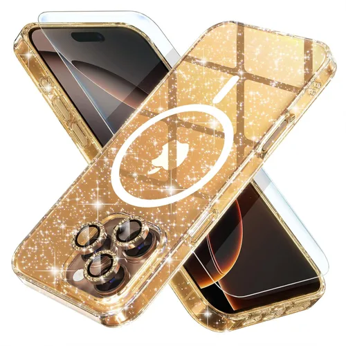 Miniatura 34 de Choiche Funda magnética para iPhone 15 Pro Max, funda transparente con purpurina brillante para mujer