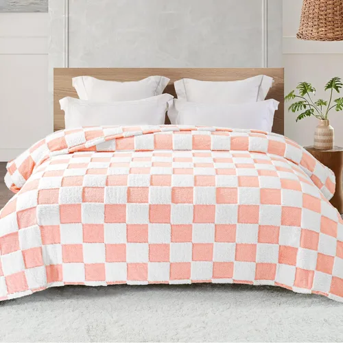 Miniatura 19 de Exclusivo Mezcla - Manta de franela super suave y cálida con diseño de vellón esponjoso, para sofá, cama, con lindo patrón a cuadros, negro, 50" x