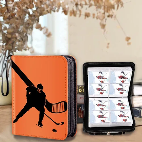 Miniatura 7 de Carpeta de tarjetas de hockey, carpeta de tarjetas coleccionables de 4 bolsillos con 400 fundas para tarjetas, estuche portátil para álbum