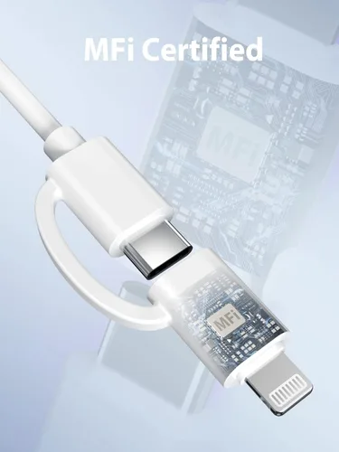 Miniatura 7 de Quntis Cable USB C a C/Lightning 2 en 1, paquete de 2 cables de carga múltiple USB C de 6.6 pies para iPhone 15 16 [certificado MFi], cable de carga