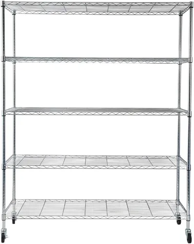 Miniatura 7 de Estantería de alambre resistente de 4 niveles de grado comercial con ruedas, estante organizador de metal, cromo, estantes organizadores