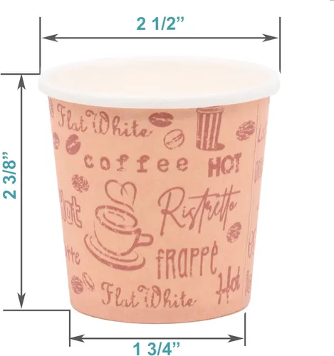 Miniatura 2 de Vasos de papel espresso desechables de 4 onzas con tapas negras, 50 juegos, impresión, tomas de muestra de porciones pequeñas (50, impresión)