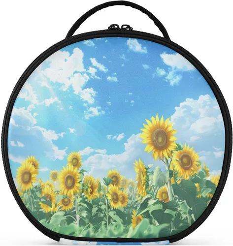 Miniatura 10 de senya Bolsa redonda para cosméticos, estuche de viaje para maquillaje, bolsa organizadora de maquillaje con divisores ajustables, portátil