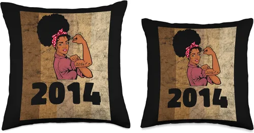 Miniatura 3 de Vintage 2014 Limited Edition 9th Birthday Afro Girls Women Throw Pillow