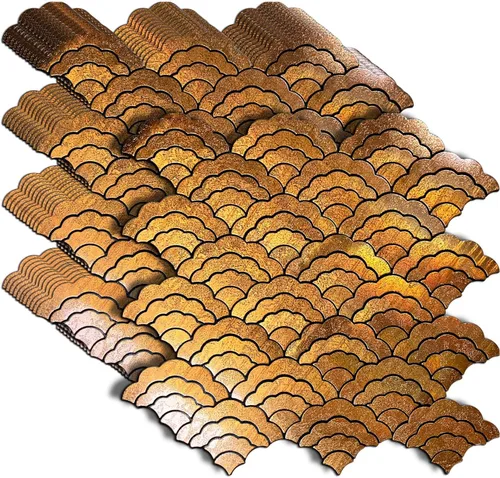 Miniatura 8 de XUANINY 11 hojas de azulejos autoadhesivos para salpicaduras de metal, mosaico de aluminio en forma de nube adhesivo 3D para decoración de pared