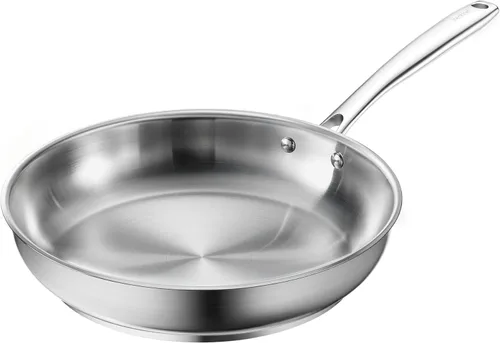 Redchef Sartén grande de acero inoxidable, sartén resistente sin recubrimiento para asar filetes, utensilios de cocina listos para inducción con
