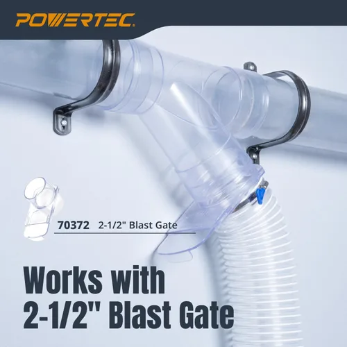 Miniatura 2 de POWERTEC Tubo de PVC transparente de 2-1/2 x 36 pulgadas de largo, 1 tubo de plástico rígido, tubo redondo compatible con accesorio de recolección