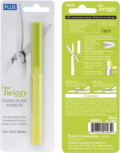 Miniatura 6 de Plus Pen Style - Tijeras antiadherentes compactas TSA Twiggy con tapa, color verde