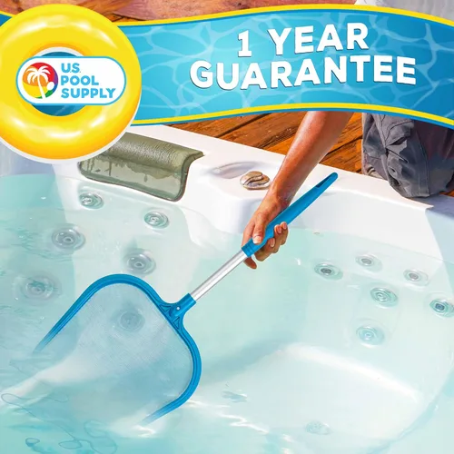 Miniatura 5 de U.S. Pool Supply Red Profesional para Spa, Jacuzzi, Piscina, Recogedor de Hojas Manual, 26" de Largo con Poste de Aluminio de 12" - Malla Fina