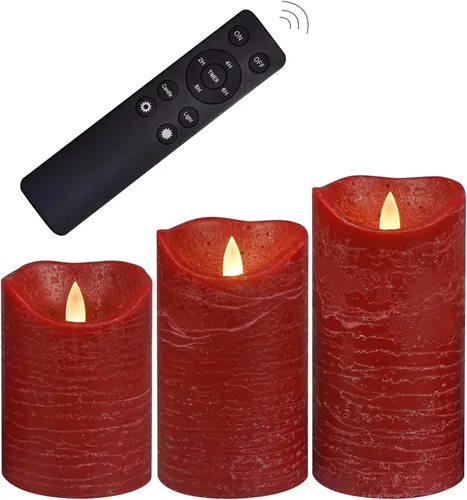 Miniatura 19 de CANDLE CHOICE Velas de Navidad sin llama con temporizador remoto, cera real, parpadeante, pilares LED con grabado deprimido, reno, Papá Noel, Blanco
