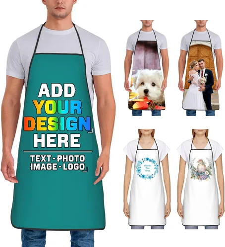 Miniatura 38 de Delantal personalizado para mujer, personalizado para añadir tu propio nombre, texto, logotipo, foto, chef, delantal de cocina para barbacoa