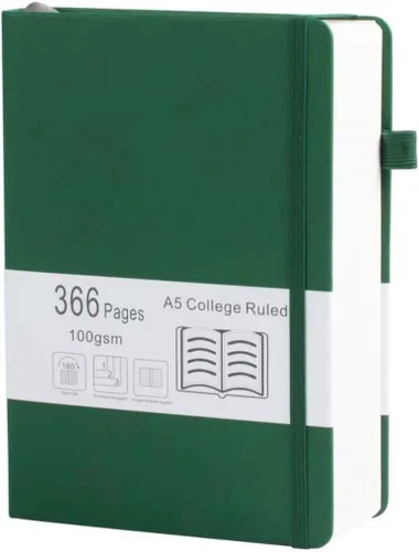 Miniatura 8 de Cuaderno grueso de rayas universitarias con 366 páginas numeradas, diarios A5 para escribir con papel rayado de 100GSM, cuadernos de cuero de tapa