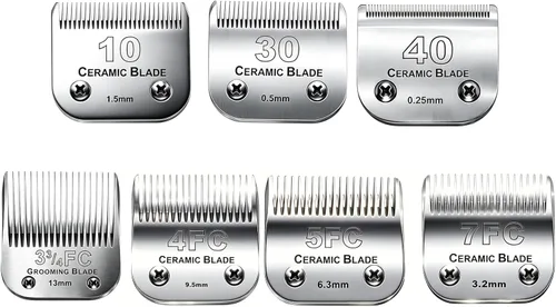 7Pack 10 cuchillas de repuesto para aseo de perros compatibles con Andis Pet Clipper/Oster A5/Wahl KM Series Dog Clipper, cuchillas de cerámica y