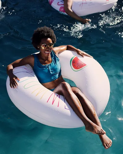 Miniatura 4 de Rae Dunn x CocoNut Flotador de anillo flotante, tamaño adulto, balsa inflable grande de 48 pulgadas y tubo interior de agua duradero, fácil de Happy