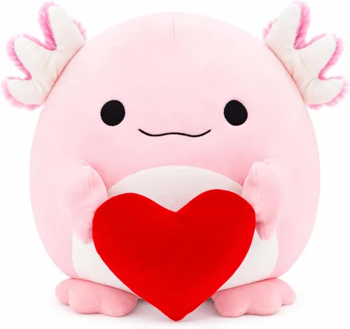 Adorable juguete de peluche de ajolote que abraza el corazón, animal de peluche suave de 11 pulgadas, imprescindible para los amantes del ajolote,