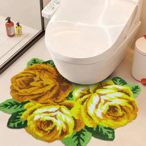 Miniatura 8 de USTIDE Alfombra de baño en forma de U, antideslizante, gruesa, peluda, azul, rosa, absorbente, alfombra de baño, decoración de granja, alfombra