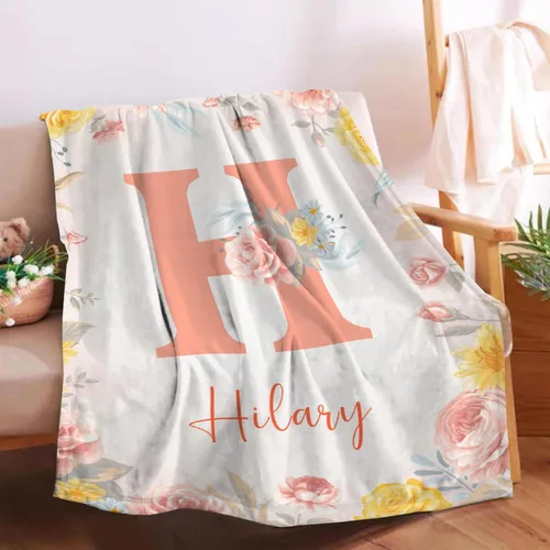 Miniatura 54 de Manta de bebé personalizada para niñas y niños pequeños, recién nacidos, regalos personalizados de vaca floral con nombre y texto, 40 x 30 pulgadas