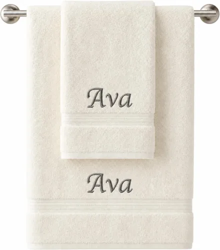 Liberty21 Juego de toallas de baño y manos personalizadas con monogramas. Toallas bordadas personalizadas. El juego incluye 1 toalla de baño y 1