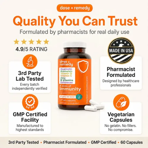 Miniatura 4 de Una dosis de quercetina de inmunidad con vitamina C y zinc, vitamina D, 500 mg de quercetina bromelina con equinácea y vitaminas B, suplemento