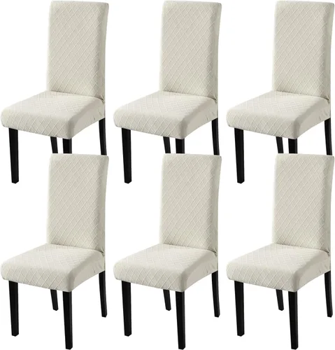 Miniatura 38 de Fundas para silla de comedor Yisun, fundas elásticas para silla de comedor, funda protectora para silla de comedor, mezcla de poliéster, Beige