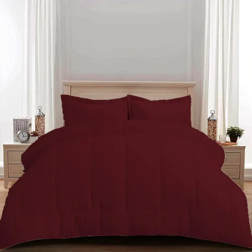 Miniatura 7 de Edredón 100% algodón egipcio de 500 GSM, súper suave, relleno alternativo de plumón con 2 fundas de almohada, colección de insertos para clima frío