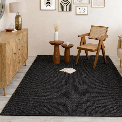 Miniatura 8 de Homemonde - Alfombra de yute, 2'x3', rectangular, decoración bohemia para el hogar, alfombra reversible y trenzada tejida a mano, estilo rústico