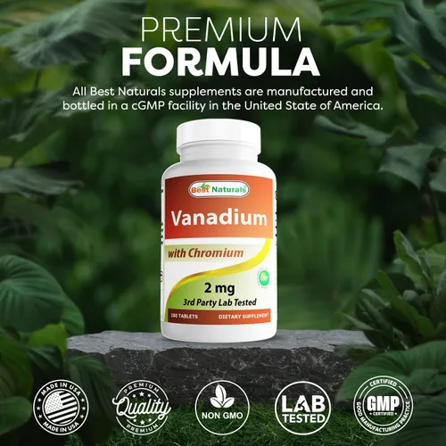 Miniatura 4 de Best Naturals Vanadio 2 mg con Polinato de Cromo 200 mcg 180 Comprimidos