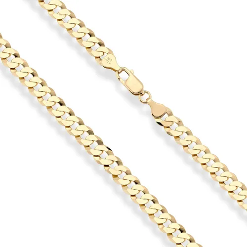 Miniatura 2 de Miabella Solid 18K Gold Over Sterling Silver Italian 7mm Diamond-Cut Cuban Link Curb Chain Necklace for Men Women